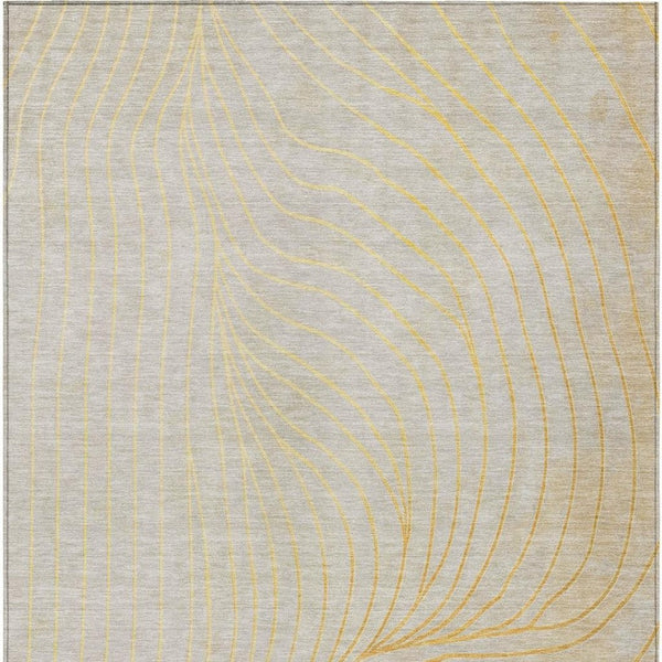 HomeRoots 5' Gold and Silver Abstract Washable Area Rug for Indoor and Outdoor Spaces - Durable and Stylish 10' X 14' 631772