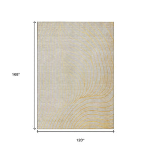 HomeRoots 5' Gold and Silver Abstract Washable Area Rug for Indoor and Outdoor Spaces - Durable and Stylish 10' X 14' 631772