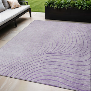 HomeRoots 5' Contemporary Lavender and Silver Abstract Area Rug - Washable, Durable for Indoor & Outdoor Spaces 5' X 8' 631774