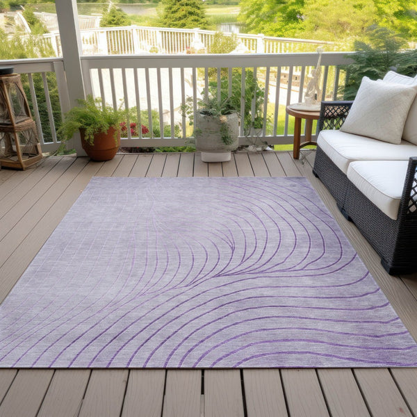 HomeRoots 5' Contemporary Lavender and Silver Abstract Area Rug - Washable, Durable for Indoor & Outdoor Spaces 5' X 8' 631774