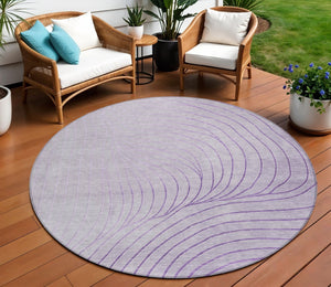 HomeRoots 5' Contemporary Lavender and Silver Abstract Area Rug - Washable, Durable for Indoor & Outdoor Spaces 8' Round 631775