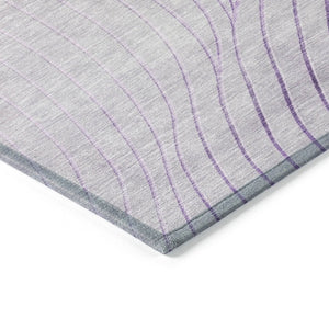 HomeRoots 5' Contemporary Lavender and Silver Abstract Area Rug - Washable, Durable for Indoor & Outdoor Spaces 8' Round 631775