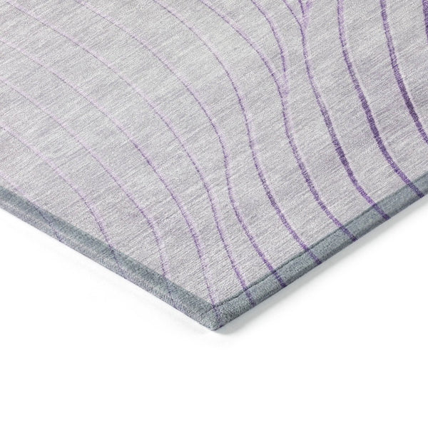 HomeRoots 5' Contemporary Lavender and Silver Abstract Area Rug - Washable, Durable for Indoor & Outdoor Spaces 8' Round 631775