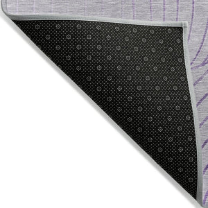 HomeRoots 5' Contemporary Lavender and Silver Abstract Area Rug - Washable, Durable for Indoor & Outdoor Spaces 8' Round 631775