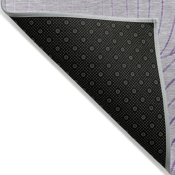 HomeRoots 5' Contemporary Lavender and Silver Abstract Area Rug - Washable, Durable for Indoor & Outdoor Spaces 8' Round 631775