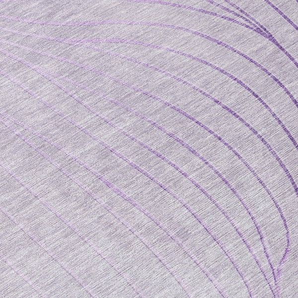 HomeRoots 5' Contemporary Lavender and Silver Abstract Area Rug - Washable, Durable for Indoor & Outdoor Spaces 8' Round 631775