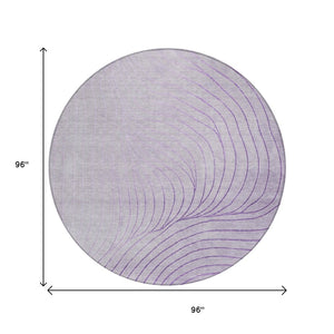 HomeRoots 5' Contemporary Lavender and Silver Abstract Area Rug - Washable, Durable for Indoor & Outdoor Spaces 8' Round 631775