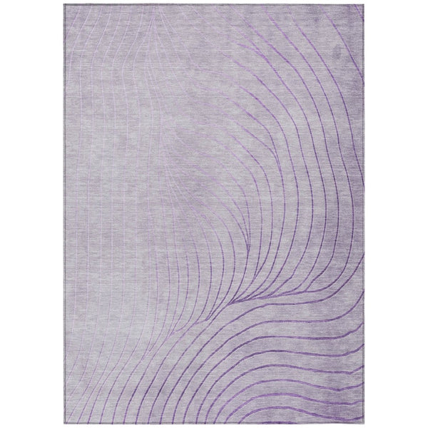 HomeRoots 5' Contemporary Lavender and Silver Abstract Area Rug - Washable, Durable for Indoor & Outdoor Spaces 8' X 10' 631776