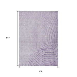 HomeRoots 5' Contemporary Lavender and Silver Abstract Area Rug - Washable, Durable for Indoor & Outdoor Spaces 9' X 12' 631777