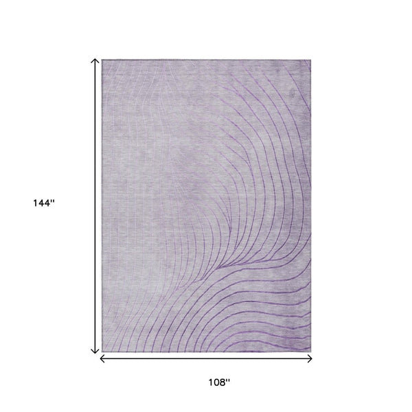 HomeRoots 5' Contemporary Lavender and Silver Abstract Area Rug - Washable, Durable for Indoor & Outdoor Spaces 9' X 12' 631777