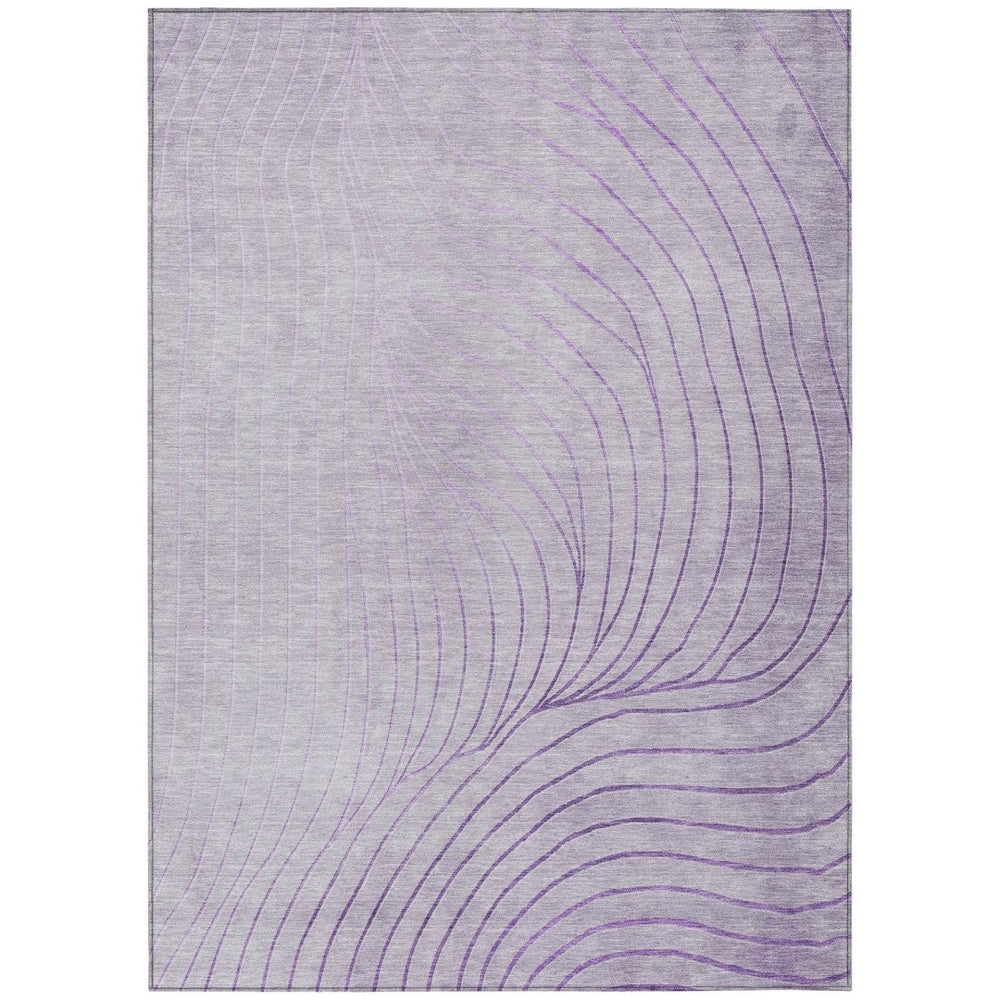 HomeRoots 5' Contemporary Lavender and Silver Abstract Area Rug - Washable, Durable for Indoor & Outdoor Spaces 9' X 12' 631777