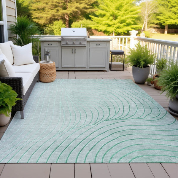 HomeRoots 5' Stylish Mint Green and Silver Abstract Area Rug – Washable, Durable, Perfect for Indoor/Outdoor Use 5' X 8' 631780