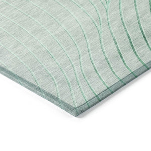 HomeRoots 5' Stylish Mint Green and Silver Abstract Area Rug – Washable, Durable, Perfect for Indoor/Outdoor Use 8' Round 631781