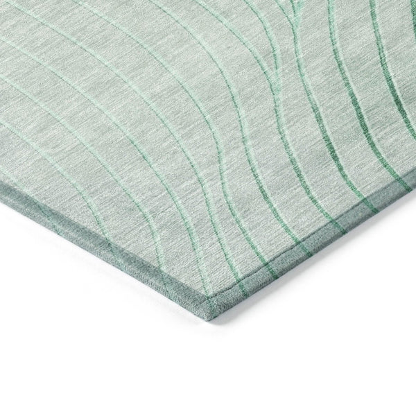 HomeRoots 5' Stylish Mint Green and Silver Abstract Area Rug – Washable, Durable, Perfect for Indoor/Outdoor Use 8' Round 631781