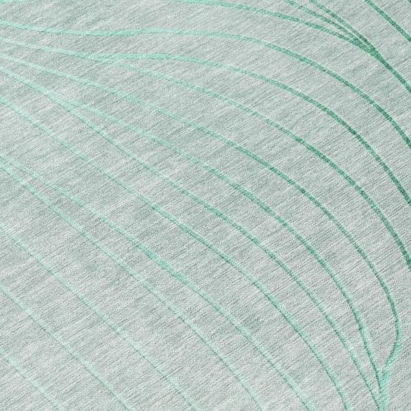 HomeRoots 5' Stylish Mint Green and Silver Abstract Area Rug – Washable, Durable, Perfect for Indoor/Outdoor Use 8' Round 631781