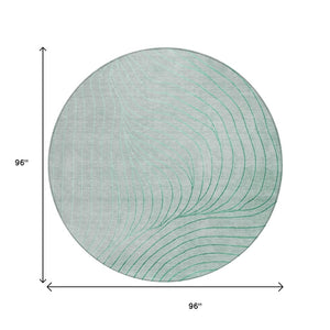 HomeRoots 5' Stylish Mint Green and Silver Abstract Area Rug – Washable, Durable, Perfect for Indoor/Outdoor Use 8' Round 631781