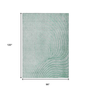 HomeRoots 5' Stylish Mint Green and Silver Abstract Area Rug – Washable, Durable, Perfect for Indoor/Outdoor Use 8' X 10' 631782