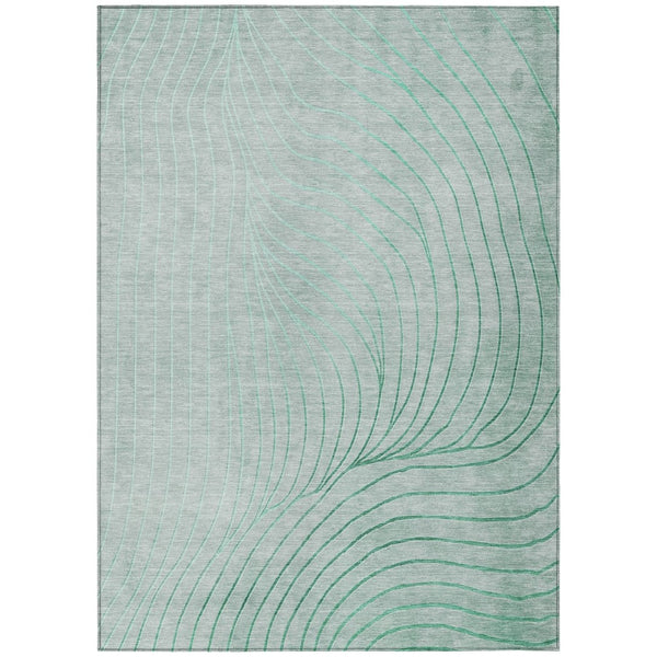 HomeRoots 5' Stylish Mint Green and Silver Abstract Area Rug – Washable, Durable, Perfect for Indoor/Outdoor Use 8' X 10' 631782