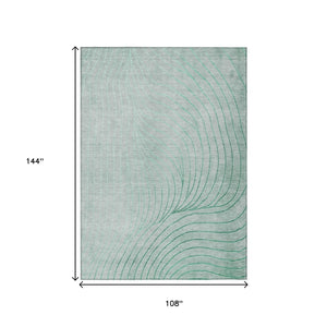 HomeRoots 5' Stylish Mint Green and Silver Abstract Area Rug – Washable, Durable, Perfect for Indoor/Outdoor Use 9' X 12' 631783