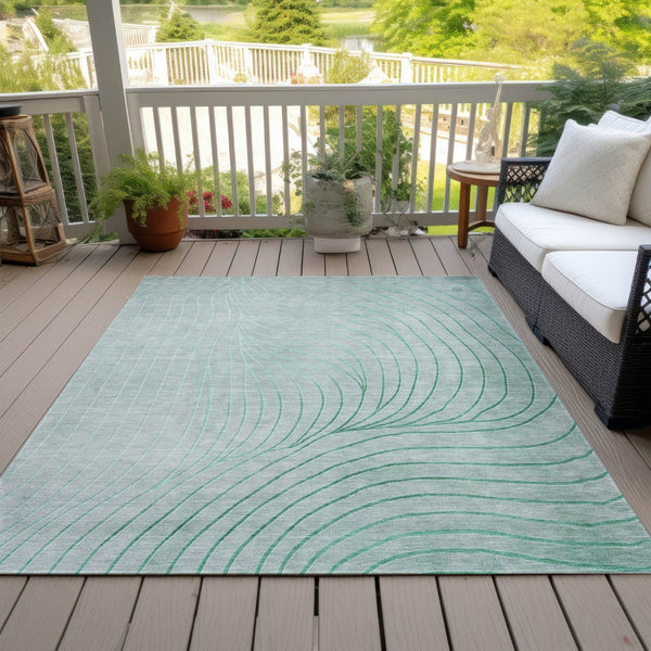 HomeRoots 5' Stylish Mint Green and Silver Abstract Area Rug – Washable, Durable, Perfect for Indoor/Outdoor Use 9' X 12' 631783