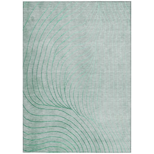 HomeRoots 5' Stylish Mint Green and Silver Abstract Area Rug – Washable, Durable, Perfect for Indoor/Outdoor Use 10' X 14' 631784