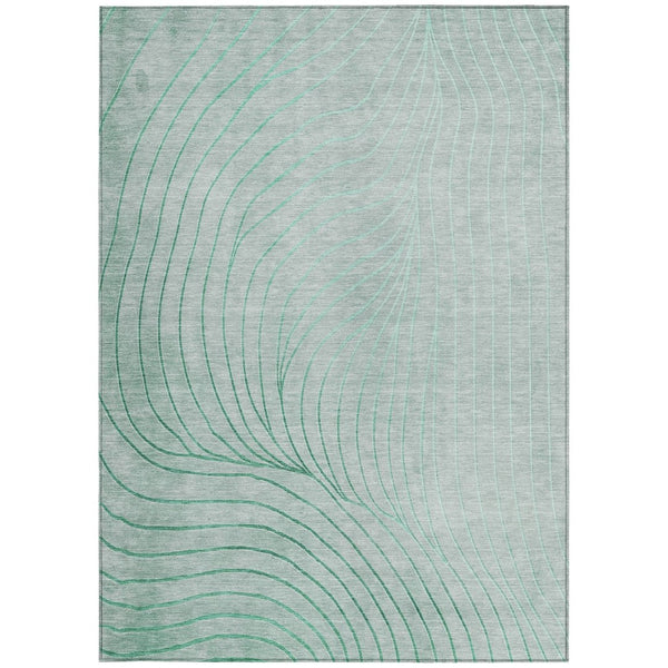 HomeRoots 5' Stylish Mint Green and Silver Abstract Area Rug – Washable, Durable, Perfect for Indoor/Outdoor Use 10' X 14' 631784
