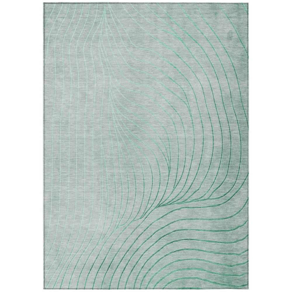 HomeRoots 5' Stylish Mint Green and Silver Abstract Area Rug – Washable, Durable, Perfect for Indoor/Outdoor Use 10' X 14' 631784