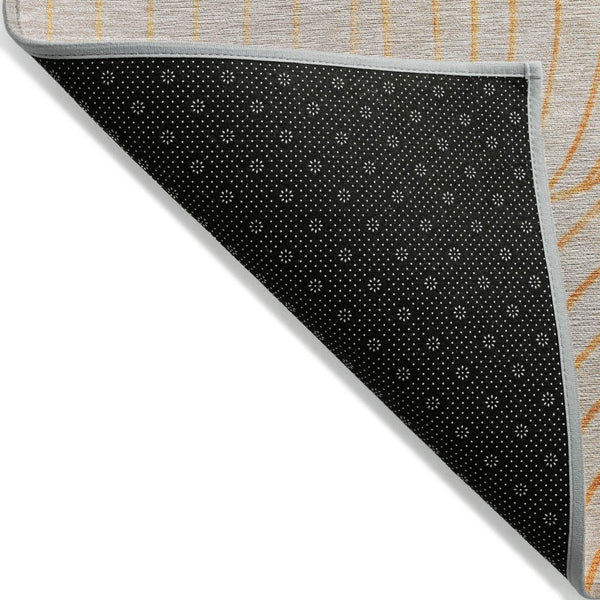 HomeRoots 5' Vibrant Orange and Silver Abstract Area Rug for Indoor and Outdoor Use – Durable & Washable Design 8' Round 631787