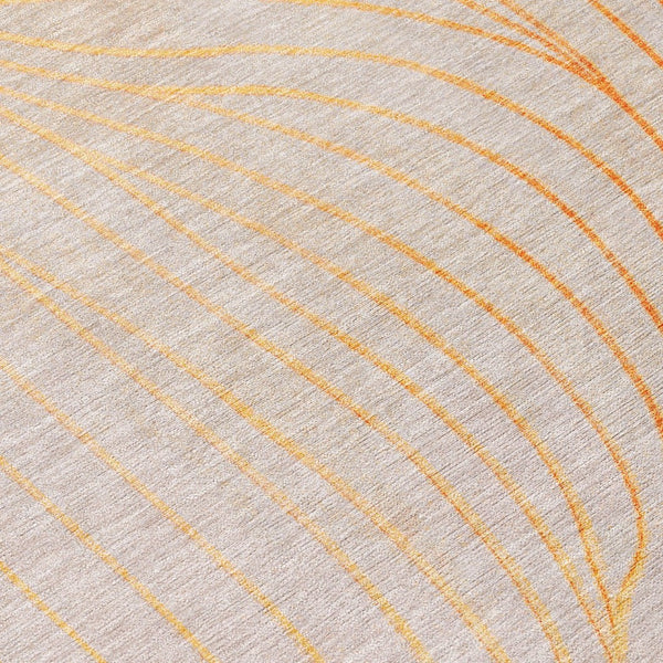 HomeRoots 5' Vibrant Orange and Silver Abstract Area Rug for Indoor and Outdoor Use – Durable & Washable Design 8' Round 631787