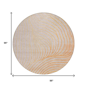 HomeRoots 5' Vibrant Orange and Silver Abstract Area Rug for Indoor and Outdoor Use – Durable & Washable Design 8' Round 631787