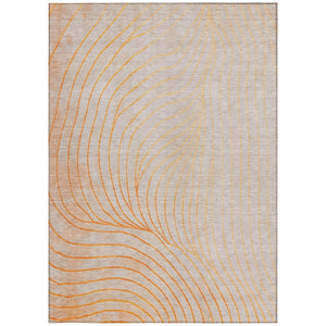 HomeRoots 5' Vibrant Orange and Silver Abstract Area Rug for Indoor and Outdoor Use – Durable & Washable Design 9' X 12' 631789