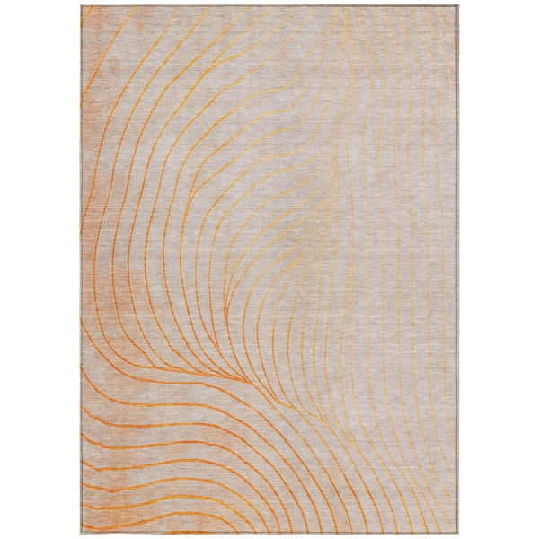 HomeRoots 5' Vibrant Orange and Silver Abstract Area Rug for Indoor and Outdoor Use – Durable & Washable Design 9' X 12' 631789