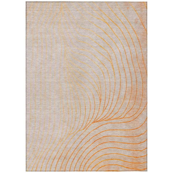 HomeRoots 5' Vibrant Orange and Silver Abstract Area Rug for Indoor and Outdoor Use – Durable & Washable Design 9' X 12' 631789