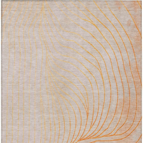 HomeRoots 5' Vibrant Orange and Silver Abstract Area Rug for Indoor and Outdoor Use – Durable & Washable Design 9' X 12' 631789