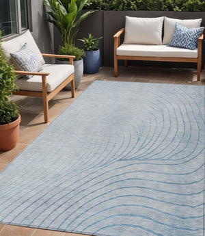 HomeRoots 5' Sky Blue and Silver Abstract Area Rug - Stylish, Washable, Durable for Indoor and Outdoor Use 5' X 8' 631792