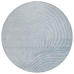 HomeRoots 5' Sky Blue and Silver Abstract Area Rug - Stylish, Washable, Durable for Indoor and Outdoor Use 8' Round 631793