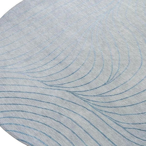 HomeRoots 5' Sky Blue and Silver Abstract Area Rug - Stylish, Washable, Durable for Indoor and Outdoor Use 8' Round 631793