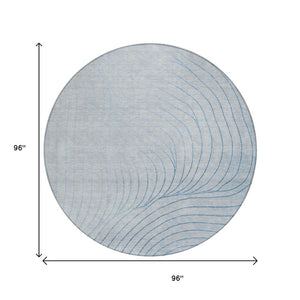 HomeRoots 5' Sky Blue and Silver Abstract Area Rug - Stylish, Washable, Durable for Indoor and Outdoor Use 8' Round 631793