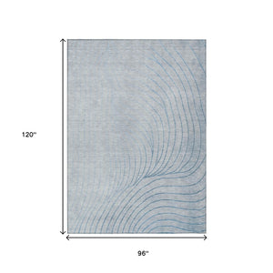 HomeRoots 5' Sky Blue and Silver Abstract Area Rug - Stylish, Washable, Durable for Indoor and Outdoor Use 8' X 10' 631794