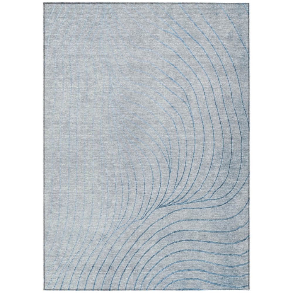 HomeRoots 5' Sky Blue and Silver Abstract Area Rug - Stylish, Washable, Durable for Indoor and Outdoor Use 8' X 10' 631794