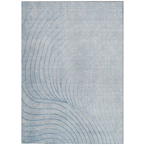HomeRoots 5' Sky Blue and Silver Abstract Area Rug - Stylish, Washable, Durable for Indoor and Outdoor Use 8' X 10' 631794