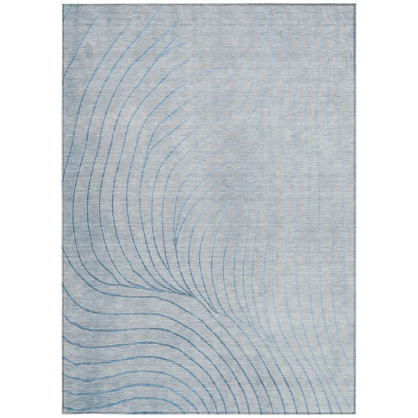 HomeRoots 5' Sky Blue and Silver Abstract Area Rug - Stylish, Washable, Durable for Indoor and Outdoor Use 8' X 10' 631794