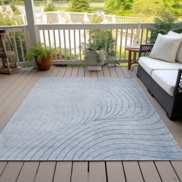 HomeRoots 5' Sky Blue and Silver Abstract Area Rug - Stylish, Washable, Durable for Indoor and Outdoor Use 8' X 10' 631794