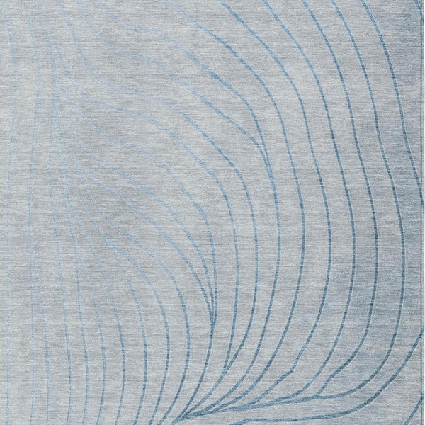 HomeRoots 5' Sky Blue and Silver Abstract Area Rug - Stylish, Washable, Durable for Indoor and Outdoor Use 9' X 12' 631795