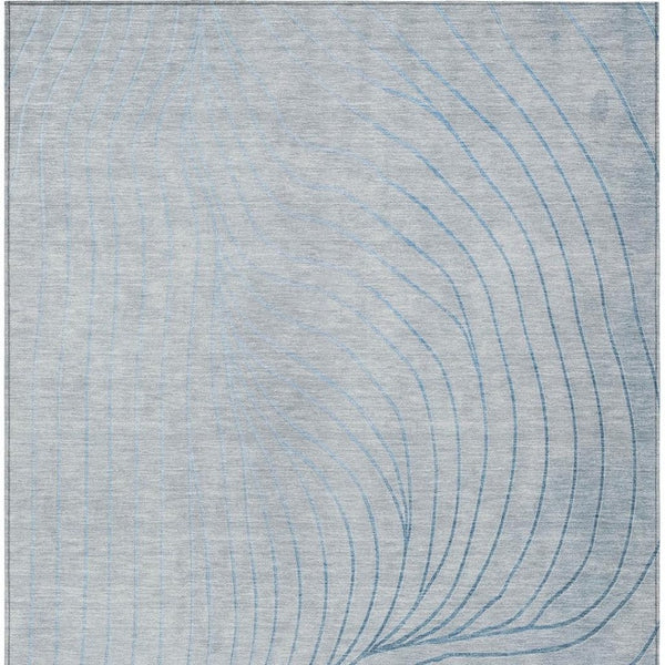 HomeRoots 5' Sky Blue and Silver Abstract Area Rug - Stylish, Washable, Durable for Indoor and Outdoor Use 10' X 14' 631796