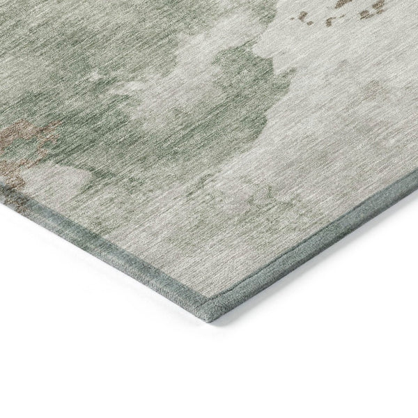 HomeRoots 5' Artichoke Green Abstract Area Rug - Durable, Washable Design for Indoor & Outdoor Spaces 8' Round 631799