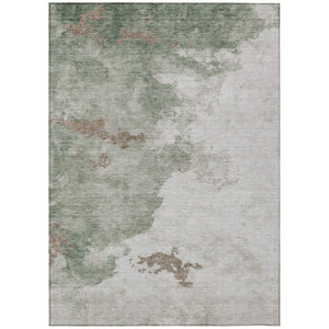 HomeRoots 5' Artichoke Green Abstract Area Rug - Durable, Washable Design for Indoor & Outdoor Spaces 8' X 10' 631800