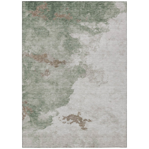 HomeRoots 5' Artichoke Green Abstract Area Rug - Durable, Washable Design for Indoor & Outdoor Spaces 9' X 12' 631801