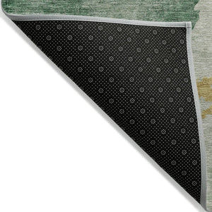 HomeRoots 5' Vibrant Emerald and Gold Abstract Indoor Outdoor Rug - Durable, Washable, Stylish Design for Any Space 8' X 10' 631806
