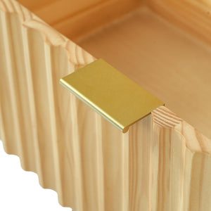 English Elm Natural Rubber Wood Fluted 2 Drawer Nightstand with Gold Pulls for Modern Bedrooms N758P386962N